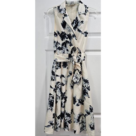 Dress Barn Cream and Blue Dress - Size 4 - Excellent Condition - Picture 1 of 2